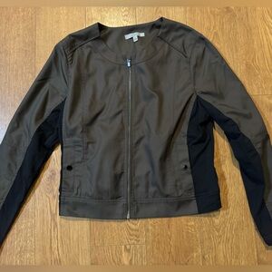 Athleta Jacket XL Brown Black Zip Up Lightweight Athletic Casual Women EUC